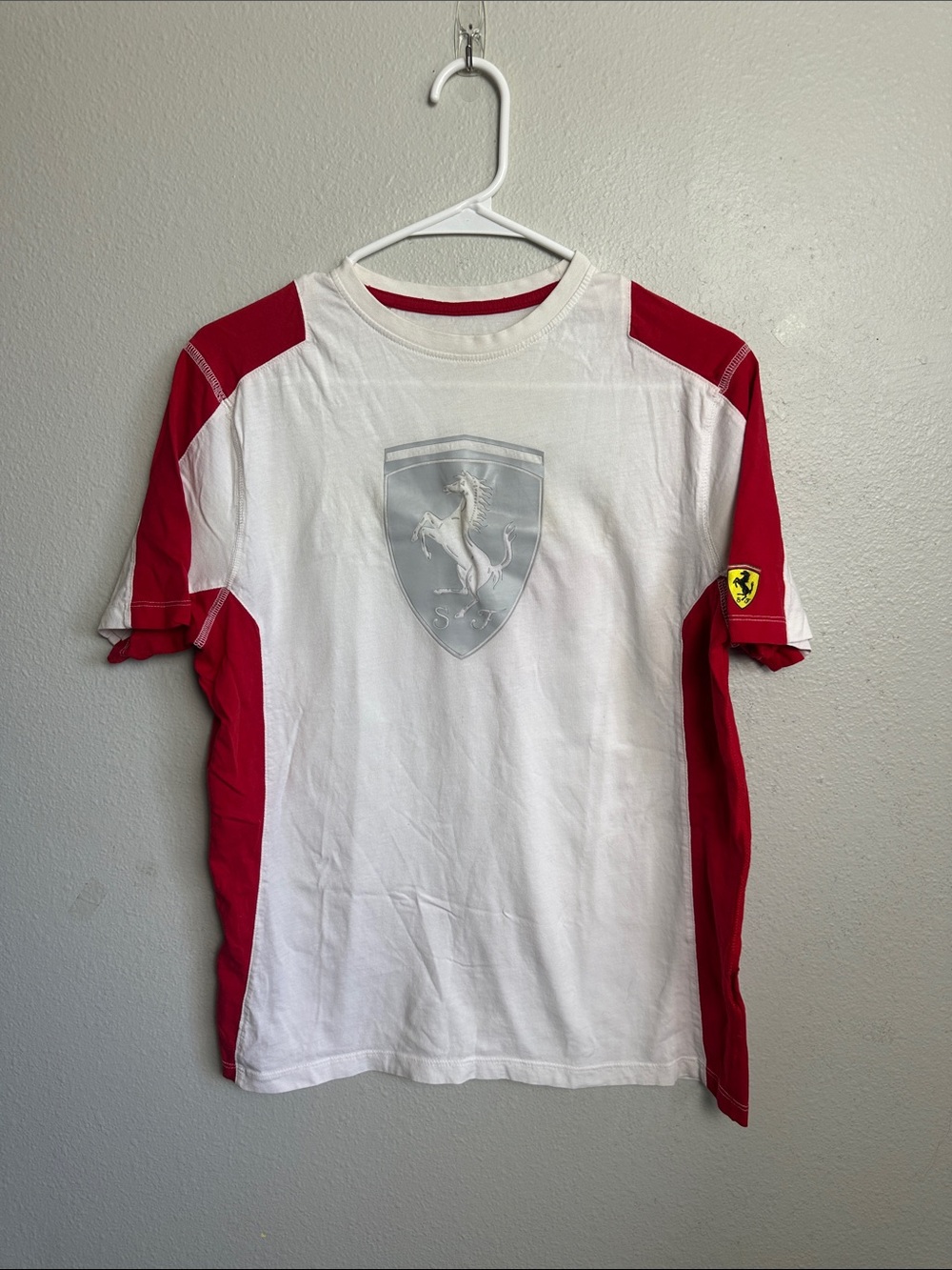 Ferrari White and Red Shield Logo T-Shirt
